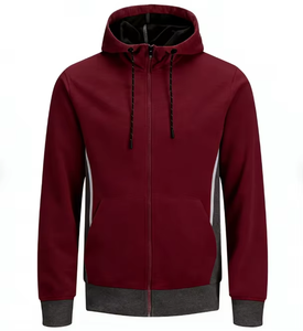 Sudadera con Capucha y Cremallera para Hombre, Color Caqui, Corte Regular, Resistente al Viento, para Invierno, Tejido de Poliéster, Color Sólido - Product Image 4