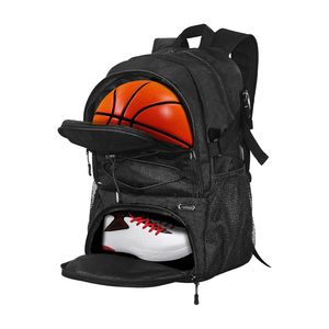 Custom Logo Printed Classic Black Basketball Backpack with <b>Shoe</b> Compartment and External Ball <b>Holder</b> Large Capacity Sports - Product Image 6