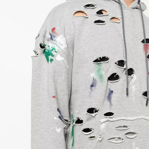 Sweat à capuche surdimensionné en molleton de coton lourd style streetwear OEM, effet vieilli, avec logo personnalisé, pour homme – Vente en ligne - Product Image 4