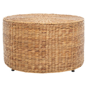 Handwoven Rattan Coffee <b>Table</b> with Stylish Base - Product Image 1
