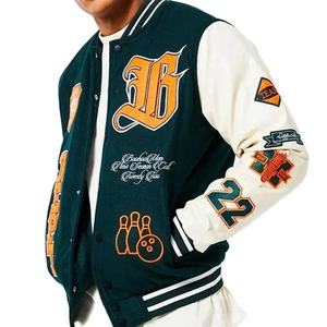 Blouson d'aviateur pour hommes de grande taille veste de baseball avec patchs personnalisés logo de broderie veste universitaire Letterman pour hommes - Product Image 1