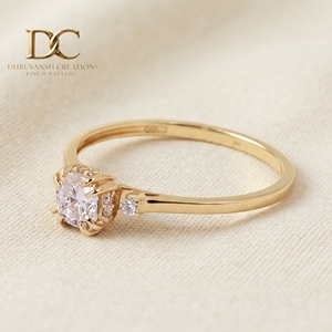 Anillo de Compromiso con Diamante Cultivado en Laboratorio, Certificado IGI, Banda de Eternidad, Oro Amarillo Sólido de 14 Quilates, Corte Redondo Brillante, Estilo Vintage - Product Image 4