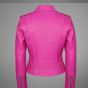 แจ็คเก็ตผู้หญิงสีชมพูพิมพ์โลโก้ RTS รุ่นใหม่ล่าสุด แจ็คเก็ตวินเทจ แจ็คเก็ตหนังแท้ทรงบอมเบอร์คลาสสิคสำหรับฤดูหนาว สไตล์สตรีทแวร์ - Product Image 3