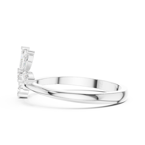 Bague de fiançailles florale en diamant, argent sterling 925, coupe marquise, bague de mariage florale, bijoux fins personnalisés - Product Image 2
