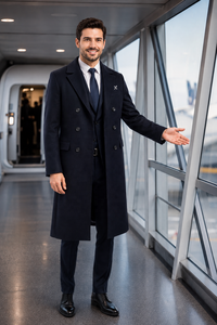 Uniformes d'aviation personnalisés à manches longues pour pilotes et personnel de cabine |   Uniformes d'aviation OEM ODM |   Ensemble de manteaux d'hiver pour hommes, style steward de l'air - Product Image 6