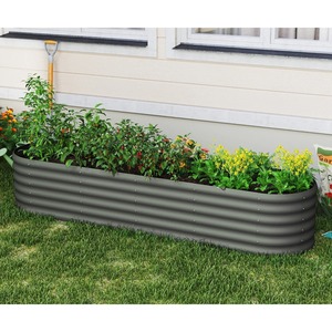 Bac à fleurs elliptique en métal galvanisé rustique pour l'extérieur, idéal pour les fleurs et les plantes vertes - Product Image 5