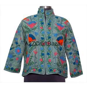 Chaqueta TNT con Bordado a Mano, Diseño Floral, Algodón Ecológico, Estilo Vintage Suzani, Informal, para Fiestas de Invierno/Primavera - Product Image 3