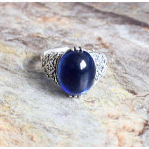 Bague de mode européenne et américaine pour homme, en lapis-lazuli naturel ovale, sertie en argent sterling 925, taille 10 - Product Image 5