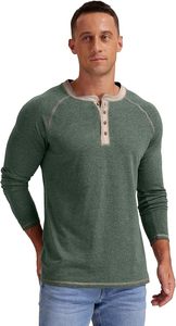เสื้อยืดแขนยาว/แขนสั้นทรงเฮนลีย์สำหรับผู้ชาย ผ้าฝ้าย เสื้อลำลอง - Product Image 4