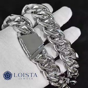 LOISTA Moissanite <b>Statement</b> <b>Necklace</b> 925 Silver Rhodium Plated Link Chain Round Brilliant Cut Party Jewelry Unisex Luxury - Product Image 2