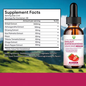 Gotas líquidas OEM ODM Shilajit Ashwagandha 1400mg con extracto de Ginseng Maca, aumenta la inmunidad y la resistencia, Shilajit puro del Himalaya - Product Image 2