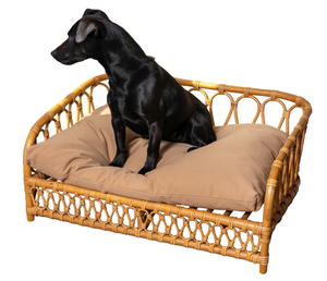 Lit pour animaux de compagnie portable en rotin doux écologique tissé à la main Artex Hai Nam pour chiens/chats/lapins, coussin amovible lavable - Product Image 1