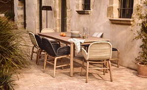 Chaise de salle à manger scandinave moderne en rotin avec pieds en bois et assise en lin rembourrée, mobilier pour la maison - Product Image 2