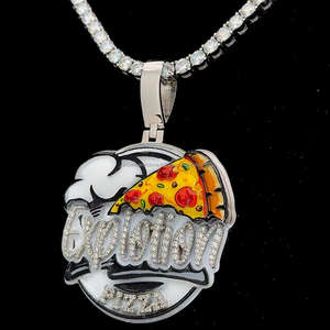 Personalizable 1,5 \ "2 \" 2,5 \ "sólido 925 círculo de plata esterlina colgante VVS diamante Moissanite esmalte HipHop joyería de fiesta para hombres - Product Image 2