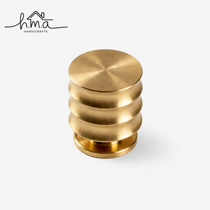 Brushed Brass Cabinet <b>Knob</b> Modern Ribbed Round Drawer Pull Luxury Gold Furniture Handle Kitchen Cupboard <b>Door</b> <b>Knob</b> Hardware - Product Image 1