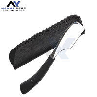 Rasoir de barbier professionnel droit avec étui, rasoir à ressort coulissant pour barbe, moustache, sourcils, outils de toilettage personnalisables avec logo