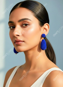 Handmade Blue <b>Beaded</b> Drop Earrings for Women Statement Dangle Earrings Elegant Party Wear Trendy Jewelry Gift - Product Image 6