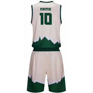 Ensemble d'uniformes de basketball personnalisés par sublimation Blanc Vert Jaune Logo avant joueur 12 Unisexe Adulte Respirant Polyester - Product Image 6