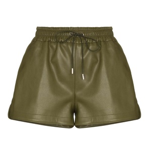Shorts en cuir taille mi-haute pour femme, sexy, moulant, décontracté, tendance, écologique, séchage rapide, élastique, effet push-up, en cuir véritable, noir - Product Image 1