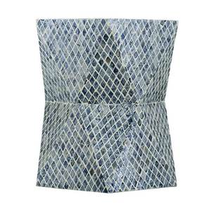 Handmade Mosaic Hourglass Side Table <b>Stools</b> Mother of Pearl Blue Diamond Lattice Inlaid Coffee <b>Stool</b> Living Room Furniture - Product Image 2