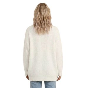 Cárdigan de punto color marfil para mujer, con botones frontales, manga larga, cómodo, informal, a la moda, tejido texturizado, fabricante mayorista personalizado - Product Image 3