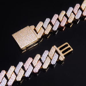 Bracelet tennis hip-hop pour homme, plaqué or, diamants synthétiques (coupés brillants multicolores, cultivés en laboratoire) certifiés IGI, entièrement pavé - Product Image 2