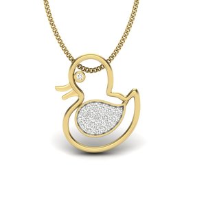 Colgante de pato en oro amarillo con diamantes, un encanto adorable para uso diario, joyería unisex. - Product Image 3