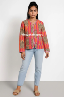 2026 Meistverkaufte Winter-Strickjacke mit Flockdruck, Baumwolle, Gesteppt, Umweltfreundlich, Langarm, Ethno-Boho-Mantel mit Leopardenmuster