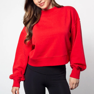 Women Mock Neck Sweatshirt <b>Drop</b> Shoulder Oversized Fit - Product Image 6