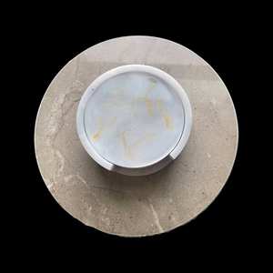 Premium Marble Resin Coaster Set With Elegant Mixed Material Design For Luxury Home Decor Coffee Table Protection - Product Image 3