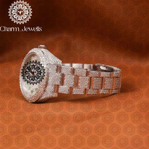 Montre Tonneau de Luxe pour Femme Charm_Jewells, Acier Inoxydable, Diamants Incrustés, Mouvement à Quartz Analogique Lumineux, Cadran de 38 mm - Product Image 2