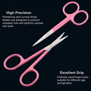 Tijeras de manicura de acero inoxidable de color rosa con cuchillas rectas afiladas para el cuidado de las uñas, herramientas de belleza para adultos, mango de plástico de estilo simple - Product Image 5