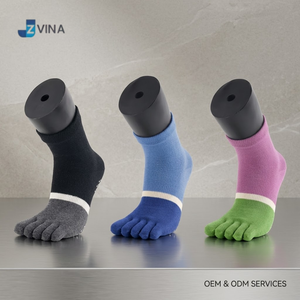JZVINA <b>Custom</b> Logo Five Toe <b>Grip</b> <b>Socks</b> Anti Slip Spandex/Nylon Pilates Yoga Football Vietnam Factory - Product Image 1