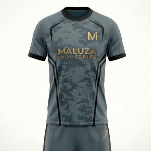 Conjunto Deportivo de Fútbol para Hombre, Camiseta y Pantalones Cortos Personalizados, Uniforme de Fútbol de Secado Rápido y Transpirable, Negro y Dorado - Product Image 1