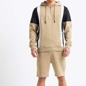 Ensemble homme dernière collection : sweat à capuche et short, extensible, color block, poids lourd, sur mesure, 2 pièces - Product Image 1