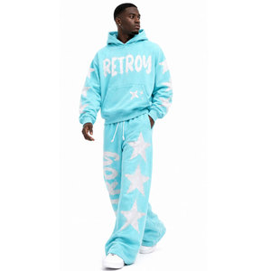 Survêtement imprimé en molleton 100 % coton, respirant, grande taille, séchage rapide, poids lourd 240 g, écologique, à capuche, style streetwear, pour l'hiver - Product Image 2