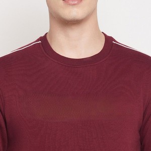 Ensemble de survêtement pour homme, couleur bordeaux, manches longues, col rond, couleur unie, décontracté, pantalon de jogging, respirant, 100% coton, coupe classique, automne - Product Image 4