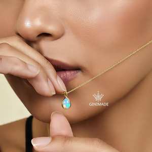 Minimaliste Or Opale Collier Poire Pendentif Dainty Octobre Pierre De Naissance Bijoux pour Demoiselle D'honneur Cadeau De Mode Pendentifs Charmes - Product Image 5