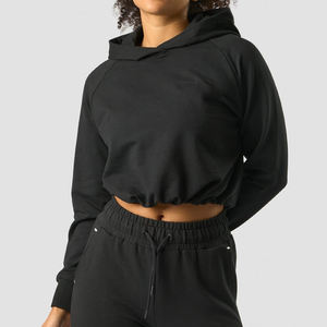 Sudadera con capucha personalizada de tela suave lavada, lisa, informal, con estampado, estilo crop top, para mujer. - Product Image 1