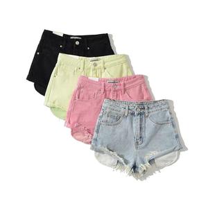 Shorts de Mezclilla de Cintura Alta con Agujeros para Mujer, Pantalones Cortos de Moda - Product Image 5