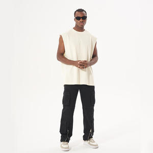 เสื้อกล้ามโอเวอร์ไซส์ผู้ชาย ทรงหลวม ไหล่ตก ผ้าฝ้าย ไม่มีแขน เสื้อยืดออกกำลังกาย เรียบง่าย ใส่สบาย ระบายอากาศดี เหมาะสำหรับฤดูร้อน ชุดลำลองสำหรับผู้ชาย - Product Image 2