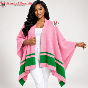 Châle sur mesure pour femmes Alpha Kapa Sorority, respirant, brodé grec, poncho de fraternité, impression numérique frontale - Product Image 1