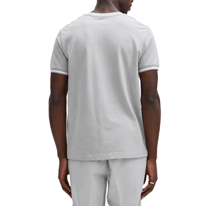 T-shirts pour hommes à col rond avec bordure contrastée, logo personnalisé, 100% coton, coupe slim décontractée, streetwear, personnalisation OEM ODM en gros - Product Image 4
