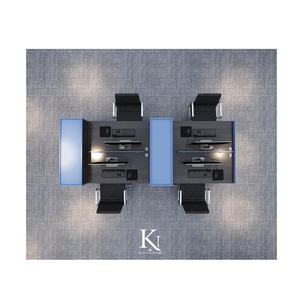 Bureaux modernes en bois prix de gros meubles de bureau 2600x600x750mm bureau pour le personnel de couleur bleu noir - Product Image 1