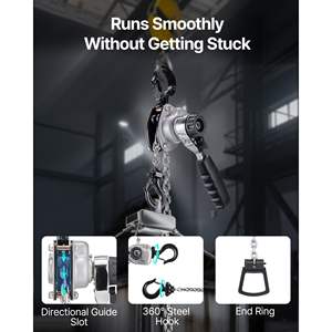 Palans à chaîne manuels robustes 1/2T 1100LBS Capacité 5FT Levée Acier allié G80 Double poulie Frein mécanique 360° Rotation - Product Image 5