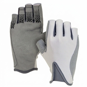 Fishing Gloves Half <b>Finger</b> <b>Light</b> Gray Synthetic Breathable Lightweight Smart Hook and Loop Closure Unisex All Seasons - Product Image 5