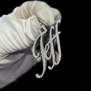 Pendentif personnalisé en argent sterling 925 plaqué or avec initiale en diamant Dvars, bijoux de luxe hip-hop sertis de moissanite, nom personnalisé - Product Image 4