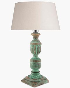 Vintage Wooden <b>Table</b> Lamp Distressed <b>Green</b> Accent Floor Lamp Farmhouse <b>Bedside</b> Reading Light for Living Room - Product Image 3