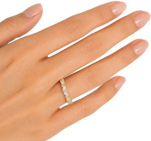 Marquise & Round Lab Diamond Band 9K 10K 14K 18K Solid Gold Vintage Engagement Ring Full Eternity Diamond Band Anniversary Band - Product Image 5