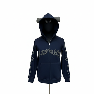 Sudadera con capucha doble y cremallera completa, con logotipos personalizados de la mejor calidad, para hombres y mujeres, en varios colores. - Product Image 1